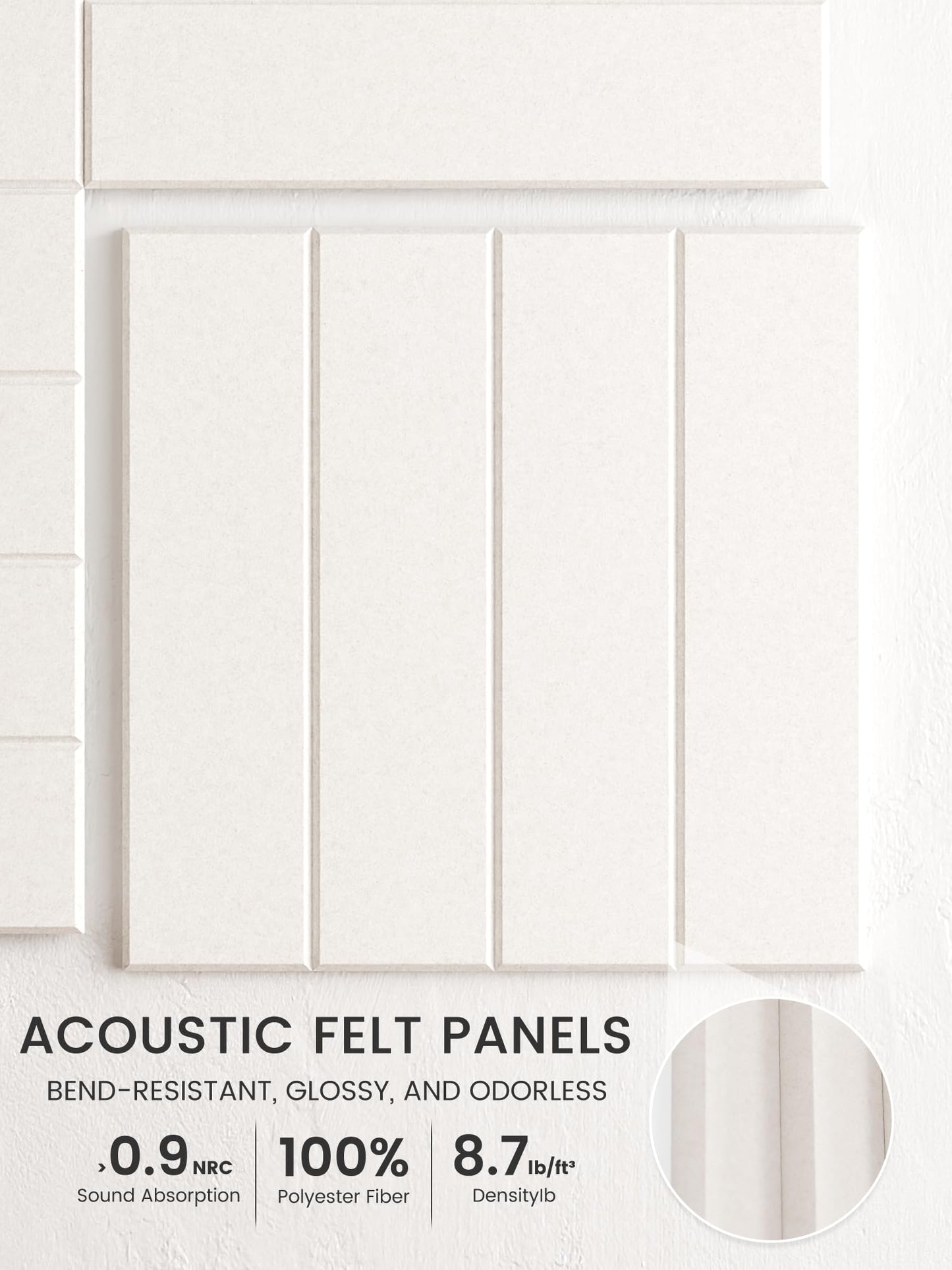 Bumusty Large Cork Board Alternative-48 x 36" Felt Bulletin Board Tiles, with 30 Pushpins, 70 Adhesive Tabs, Bold-Stripe 12-Pack, Cork Boards for Office Push Pin Board Felt Board-Milky White