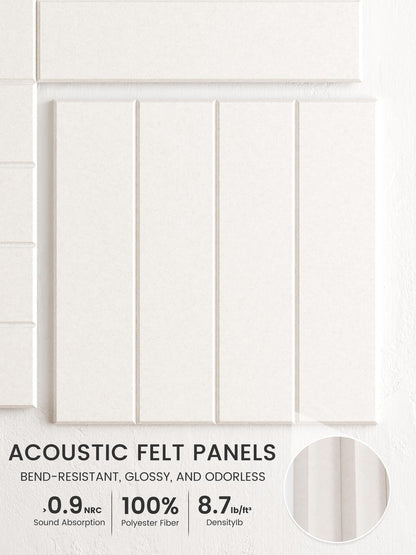 Bumusty Large Cork Board Alternative-48 x 36" Felt Bulletin Board Tiles, with 30 Pushpins, 70 Adhesive Tabs, Bold-Stripe 12-Pack, Cork Boards for Office Push Pin Board Felt Board-Milky White