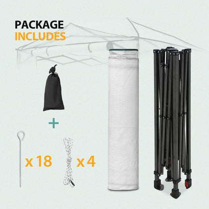 EAGLE PEAK 8x6 Portable Walk in Greenhouse, Pop Up Indoor Outdoor Greenhouse, Green House Kit with Zippered Roll-Up Doors and Windows, PE Cover, Clear/White