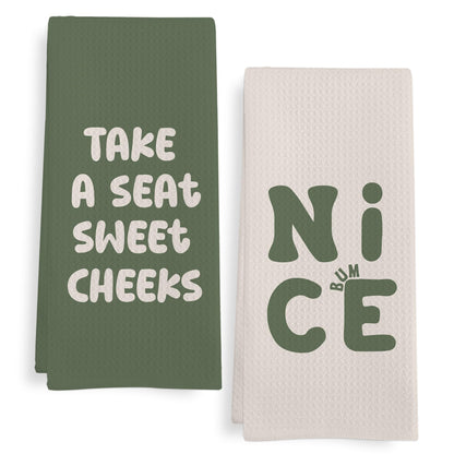 GWFSJYU Sage Green Hand Towels for Bathroom Set of 2, Sage Green Funny Dish Tea Towels, Funny Humorous Decorative Hand Towel for Kitchen, 16x24 Inch