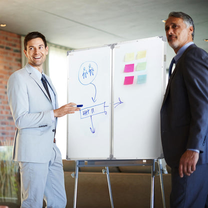 AmazingSpark 72” x 40” Foldable Whiteboard Dry Erase Board Large Tri Folding Whiteboard Magnetic Dry Erase Board, Wall Aluminium Frame and Pen Tray for Office, Home