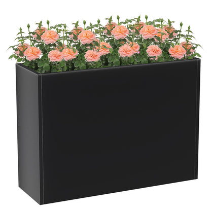 Baotree Metal Large Planter Box 30" L x 12" W x 24" H, Heavy Duty Tall Rectangle Outdoor Planter Box with Removable Insert Shelves for Porch, Garden, Patio, Yard (Black)
