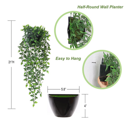 Season 2 Season Artificial Hanging Plants,2 Pack Fake Wall Plants,Faux Mandala Vines Potted Plant,Plastic Greenery with Wall Planter for Indoor Outdoor Garden Patio Office Décor