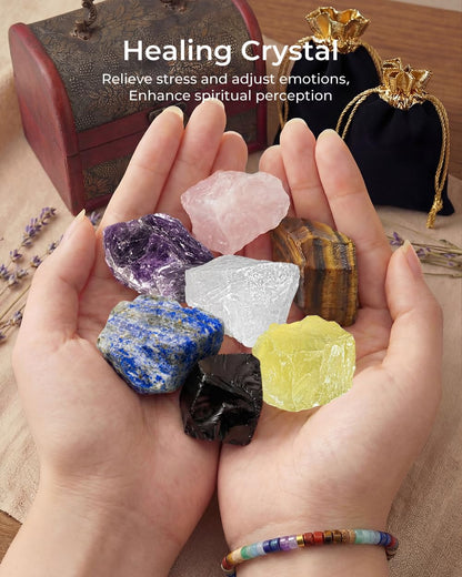 Crystals and Healing Stones Set - Chakra Crystals Gift for Women, Thumb Worry Stones, Rose Pyramid - Flower of Life, Chakra Bracelets, 7 Chakra Stones, Relief Anxiety Stress Birthday Gifts for Women