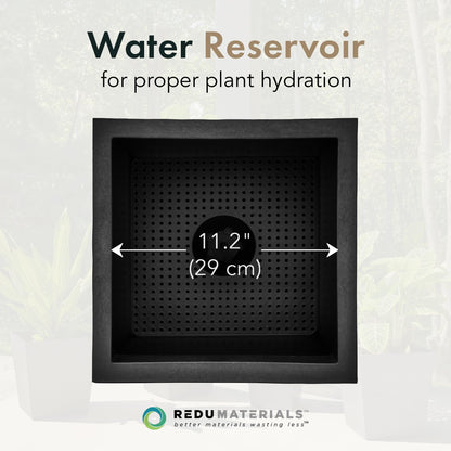 Tierra Verde Indoor & Outdoor Self-Watering Square Planter, Citadel Horizon, 13.5" x 14", Black - Planting Containers for Plants and Flowers - Gardening and Landscaping Accessories