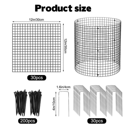 YEXEXINM 10 Pack Garden Plant Protectors from Animals 12"x12" Wire Plant Protectors with Ground Stakes&Nylon Tie Metal Plant Cage to Keep Animals Out Chicken Wire Cloche for Flower Vegetable
