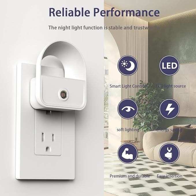 6 Pack Night Light Plug in, LED Nightlights with Smart Dusk to Dawn Nightlight, Plug into Wall Nightlights Suitable for Bedroom, Bathroom, Hallway, Kitchen, Stairs (Warm + White)