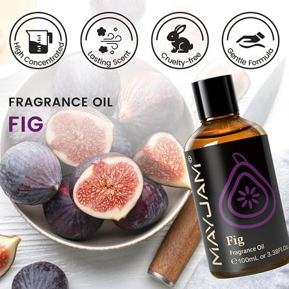 MAYJAM 100ML/3.38FL.OZ Fig Fragrance Oils with Glass Dropper, Essential Oils for Diffusers for Home, Long Lasting Scented Oils for Diffusers Soap Candle Making
