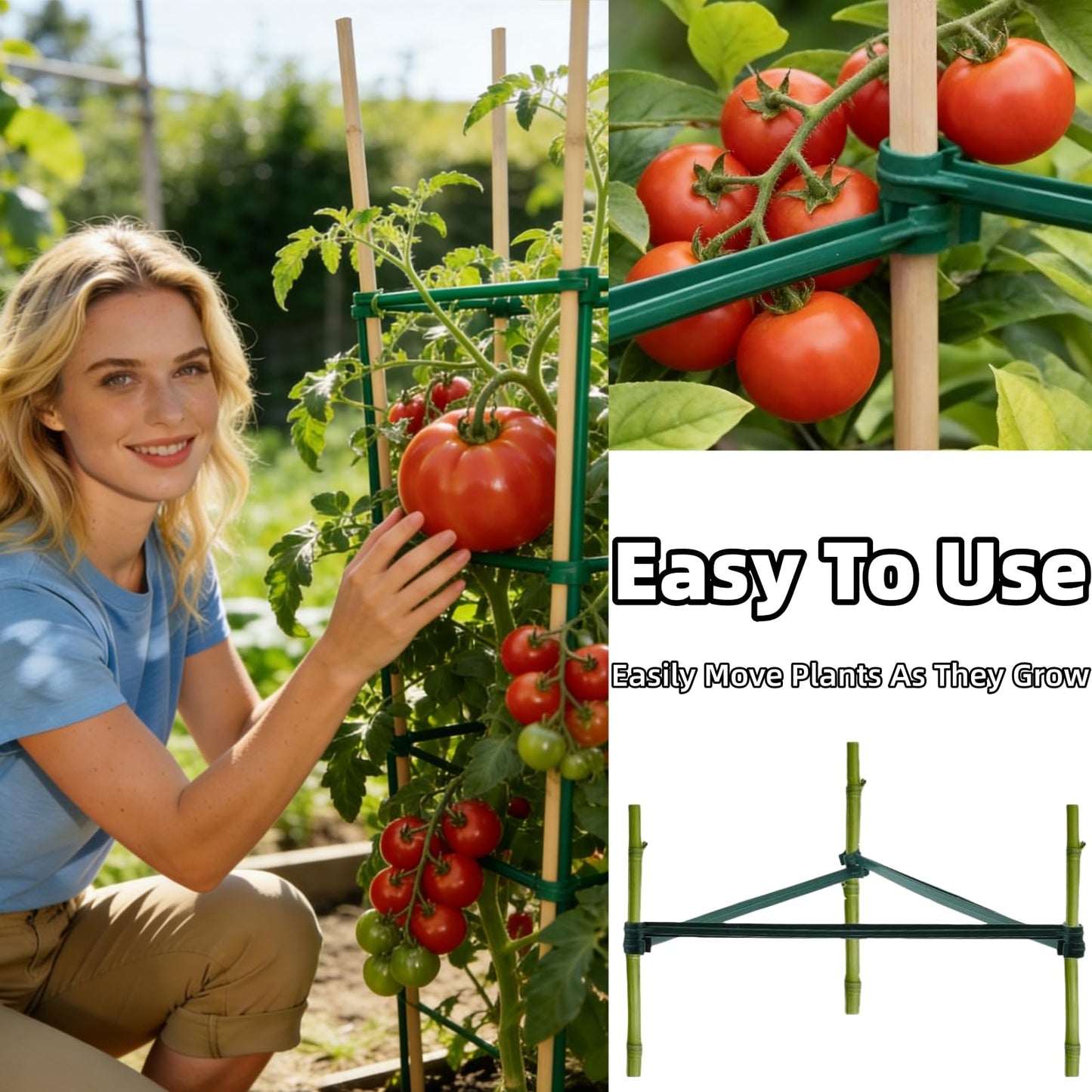 100Pcs Stake Arms for Tomato Cage, 11.8 inch Tomato Stake Connectors, Expandable Support Trellis Connectors for 11mm Stakes for Garden Climbing Plants Vegetables