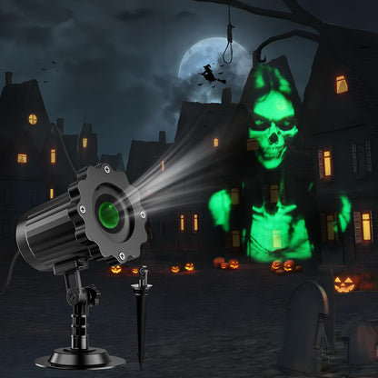 Halloween Decorations Outdoor,2026 Upgraded 3D Dynamic Skull Ghost Projector Lights,Clearer Skull HD Patterns,Night Light for Home Window Wall Halloween Decor