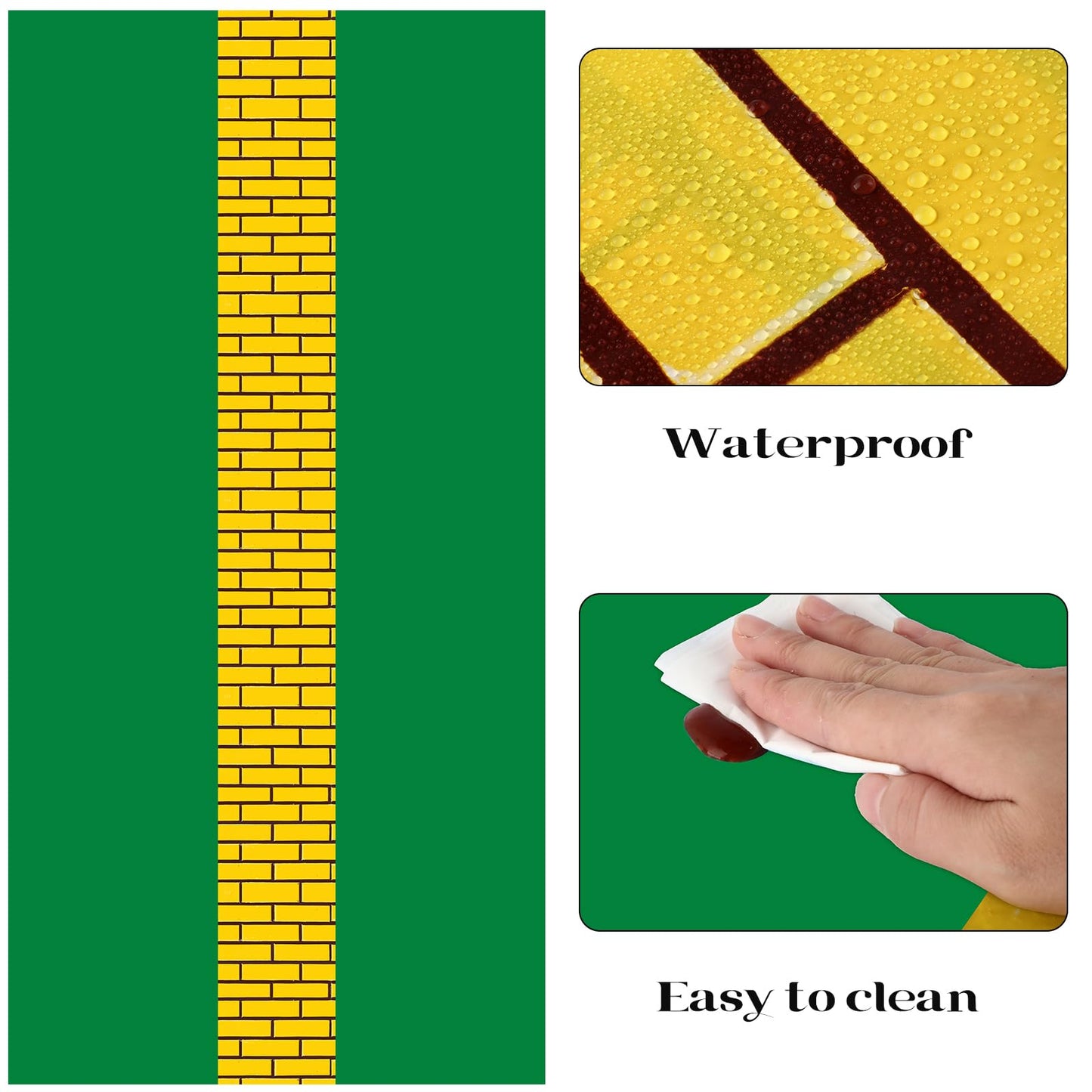 Fanfanwin 6 Pcs Yellow Brick Runner Tablecloth 54 x 108 Inch Brick Wall Backdrop Green Waterproof Rectangle Disposable Cover, Princess Decorations Party Supplies for Carnival Cosplay Party