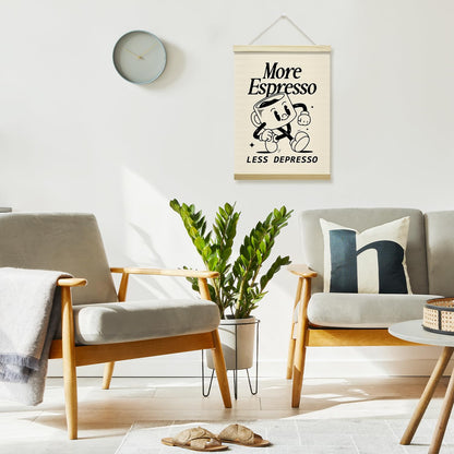 mermermu Retro Coffee Poster Hanger Frame, More Espresso Less Despresso Posters Canvas Wall Art for Cafe Office Kitchen Living Room Decor, 12x16 Inches -036