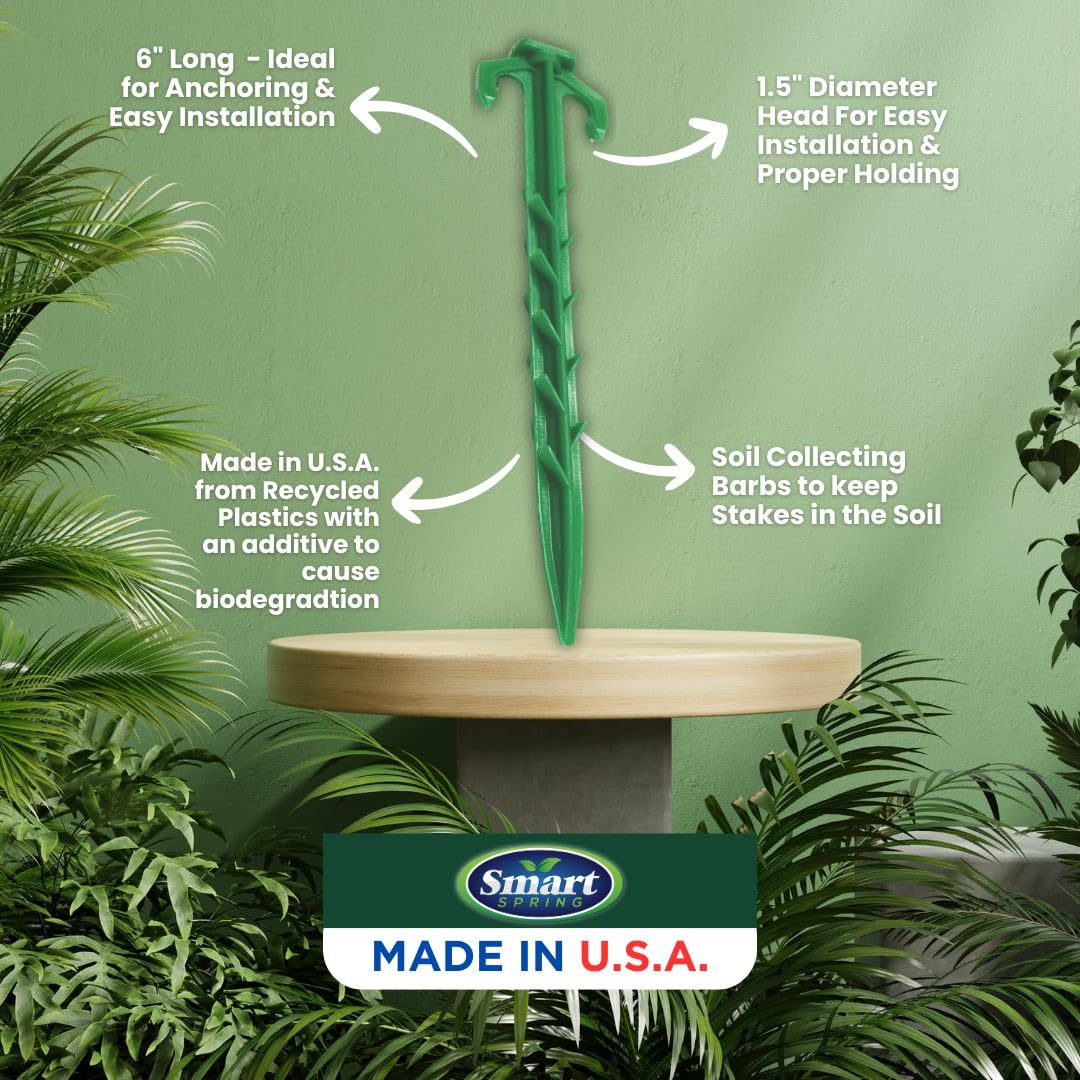 Made in U.S.A. Heavy Duty 6 inch Garden Stakes - Stronger Holding Power vs Metal Landscape Stakes Biodegradable Over Time (No More Rusting Metal) (6 inch, 12, Stakes)