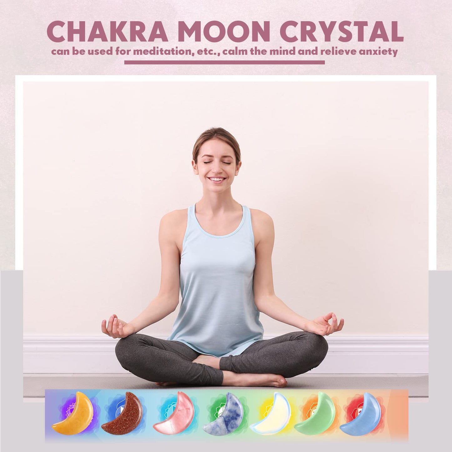 Nuenen 100 Pcs Moon Stone Bulk Worry Stones Thumb Moon Crystals Reiki Polished Witch Stuff Crescent Carved Pocket Palm Crystals Charm Gemstones for Meditation Divination Decor