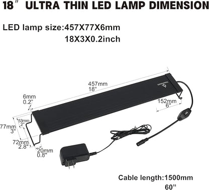 WaterRebirth Aquarium Lights Fish Tank Light 10 20 30 55 Gallon Planted Aquarium LED Light with Switch (18-24")