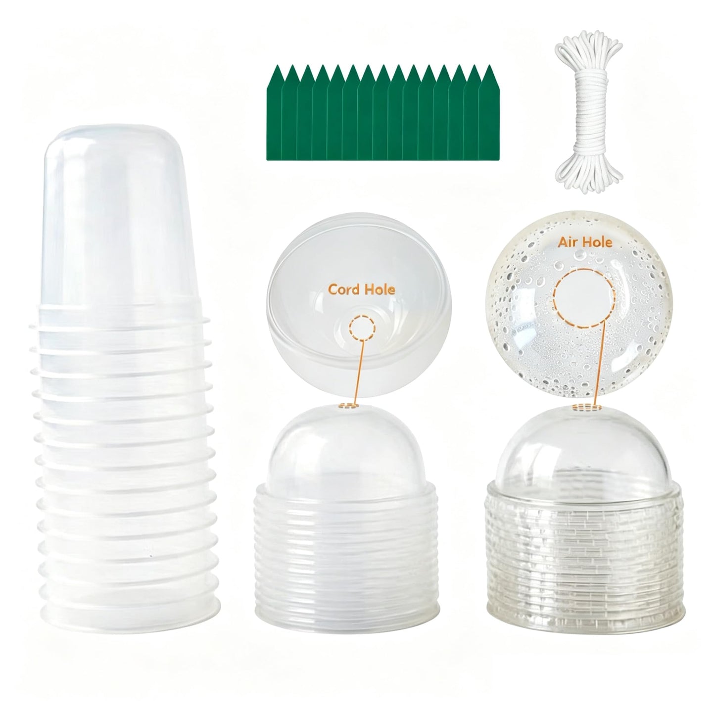 ORIMERC 15 Set Nursery Pots with Humidity Dome, Clear Nursery Pots with Drainage, Self Watering Small Plant Pots, Seedling Pots for Plants, Seed Starter Pots for Planting Vegetables Fruit (Thick)