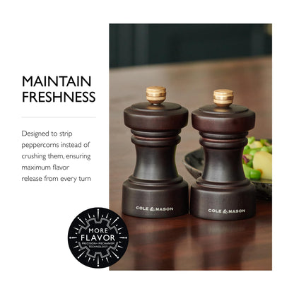 Cole & Mason Hoxton Mill - Table Salt Grinder & Pepper Grinder with Precision+ Grinder - Kitchen & Home Accessory - Chocolate Wood
