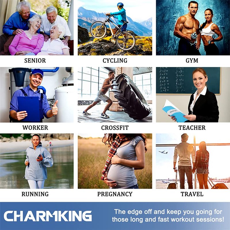CHARMKING Compression Socks for Women & Men (8 Pairs) 15-20 mmHg Graduated Copper Support Calf Socks are Best for Pregnant, Nurses - Boost Performance, Circulation, Knee High Wide Calf(S/M, Multi 06)