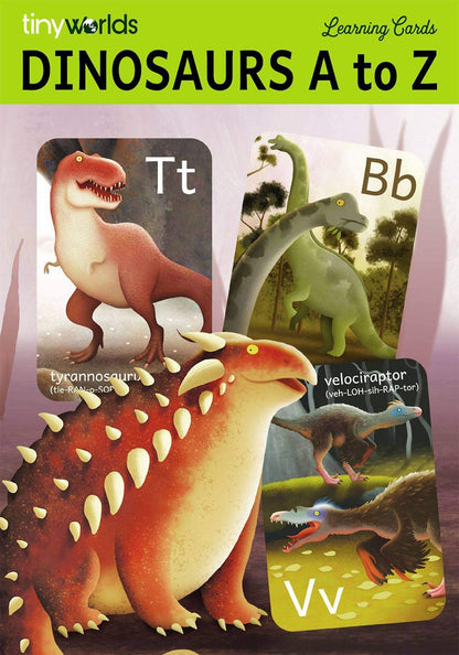 Tiny Worlds: Dinosaur ABC Flash Cards, Alphabet A to Z Dinosaurs flashcards for Kids 4-8 Years, Dinos Picture Learning Cards, Dino Flash Card for Pre-K, Children: Set of 26 FlashCards