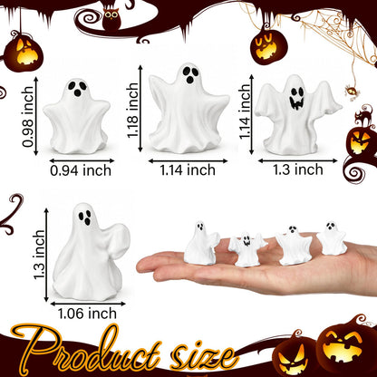 Thyle 60 Pcs Halloween Mini Ghosts Figurines, Cute Resin Ghosts Decorations, Spooky Tiny Sculptures for Halloween Tiered Tray Decor Party Favors Dollhouse Micro Home Tabletop Ornament (Boo Ghost)