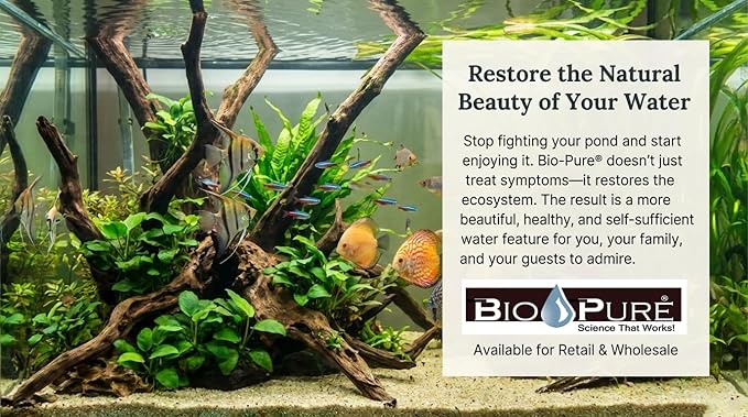 Bio-Pure Pond & Aquarium is (Whey) Better. Ask Rufus: Why is Bio-Pure with (DPW) Better? – 50/50 Dual-Action for Water Clarity + Bottom Waste/Sludge - Treats up to 28,000 gal. (Microbe Nutrition)
