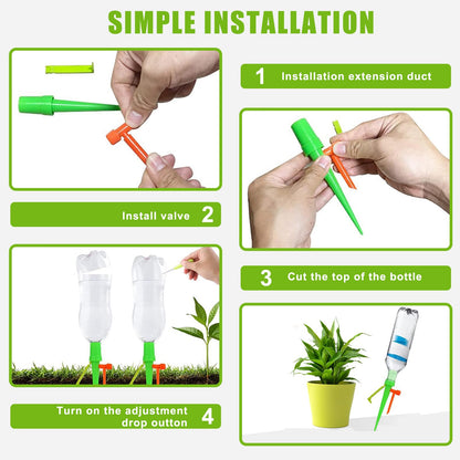 New Upgrade Plant Self Watering Spikes Devices, Plant Drip Irrigation System with Slow Release Control Valve Switch - Adjustable Watering Devices for Outdoor Indoor Garden Plants (15, Orange+Green)