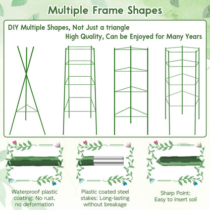 Riare 6 Pack 5.2 FT Tomato Cages for Garden- 63inches Heavy Duty Garden Stakes, Adjustable Tall Tomato Plant Support Tomato Trellis Cage for Pots, Raised Garden Bed, Climbing Vegetables Plants Flowers