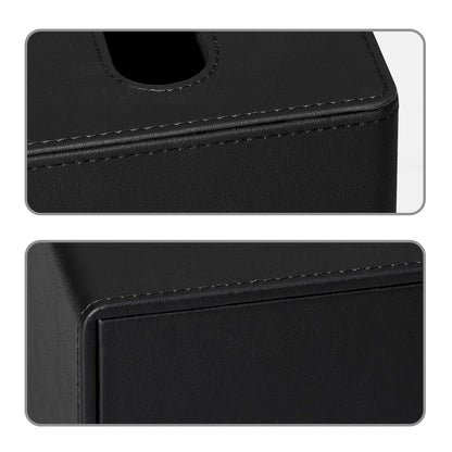 MEIBOOCH PU Leather Tissue Box Cover Square Tissue Box Holder with Magnetic Closure (Black)