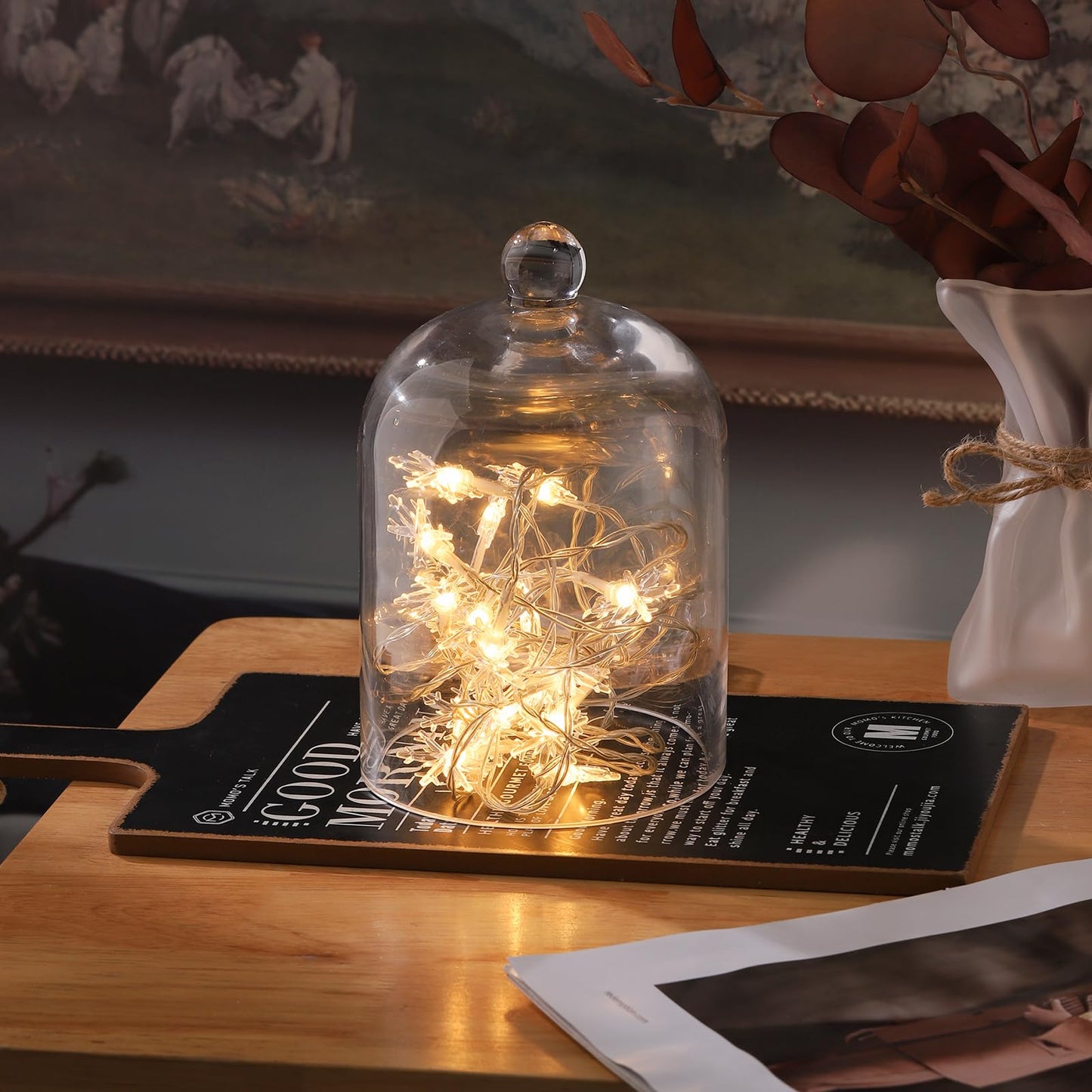 7.5" Tall Handmade Glass Cloche, Thick & Sturdy, Dia 5"xH 7.5", For Terrarium, Plants, Trinkets, Cakes, Figurines, LED Light String, Candle. Cloche Glass Dome, Bell Jar Display Case (1, 5.12"x7.48")