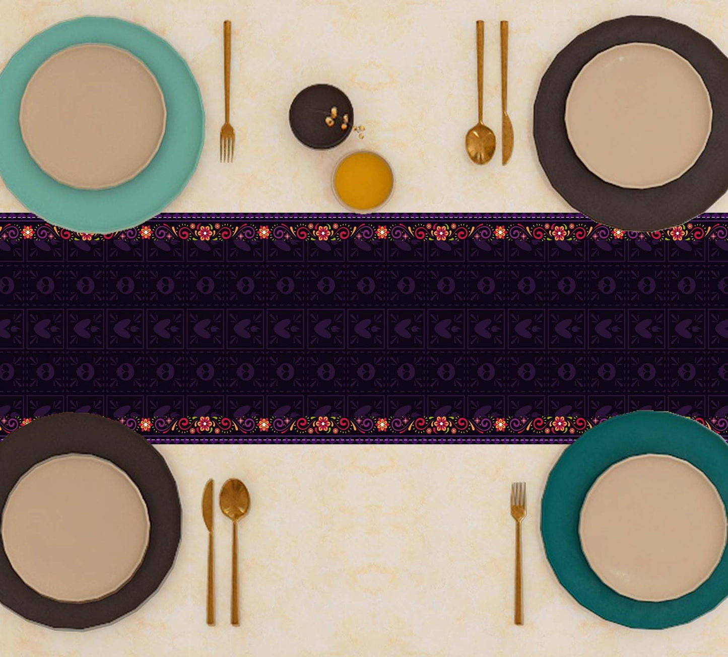 Day of The Dead Table Runner Dia De Los Muertos Tablecloth Mexican Halloween Sugar Skull Home Kitchen Dining Table Decorations 13x90 Inch