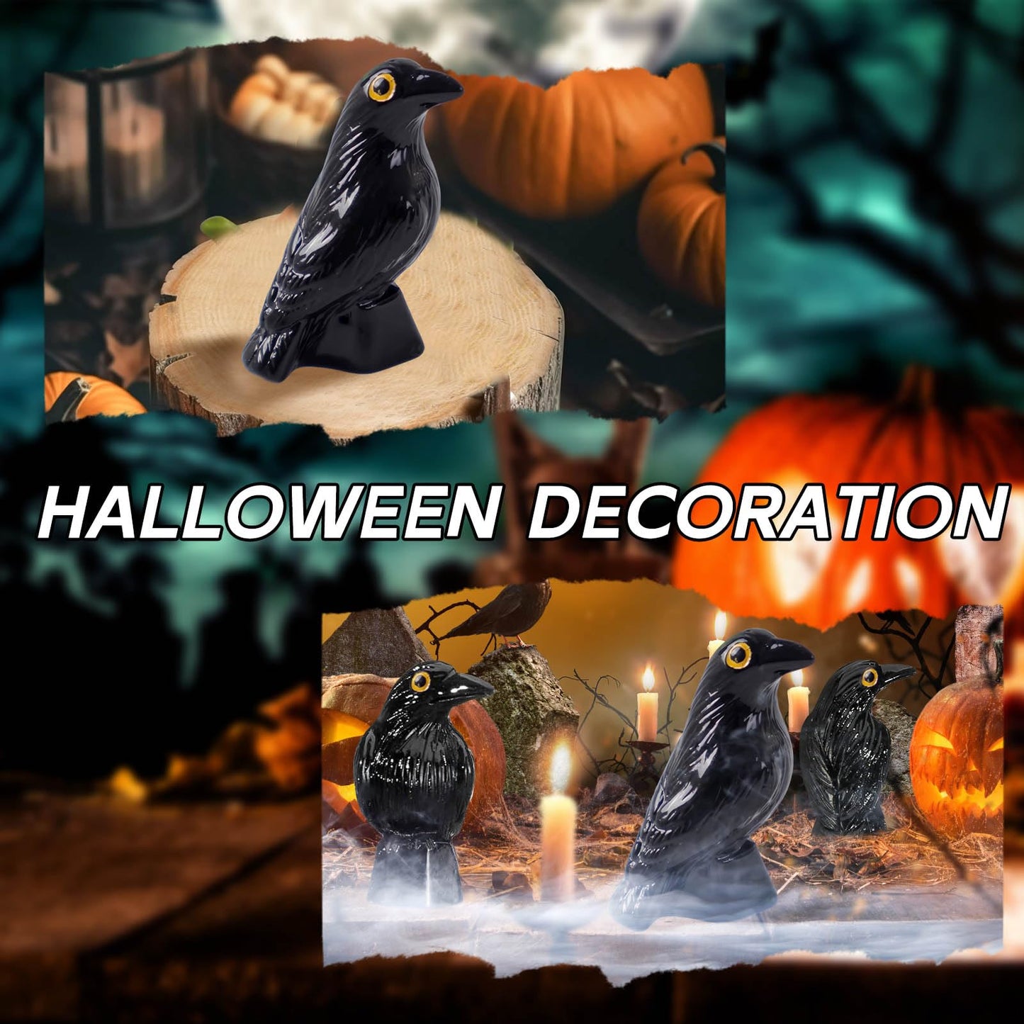 SHIFANQI 50 Pcs Halloween Miniatures Mini Black Crows Figurines, Small Resin Crow Figures, Tiny Raven Decor for Halloween Party Spooky Scene Outdoor Home Garden Decoration DIT Crafts