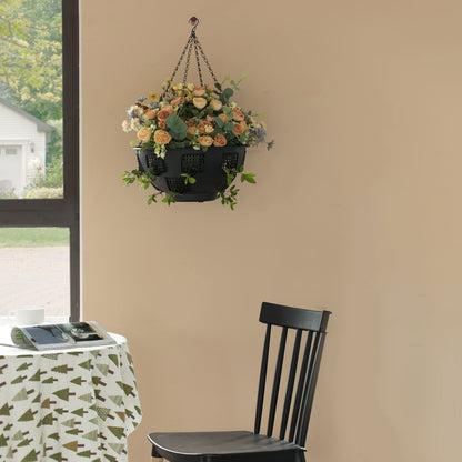 Gardenised Durable Plastic Lace Ultimate Hanging Baskets Tomato, Flower, and Herb Outdoor Flower Planter, Black