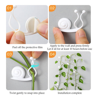 Plant Climbing Wall Fixture Clips,50PCS Self-Adhesive Plant Wall Clips,Garden Climbing Vines Fixing Clip,Invisible Fixing Hook,Reusable Pothos Plant Fixer for Indoor Outdoor Decoration(Clear,20)