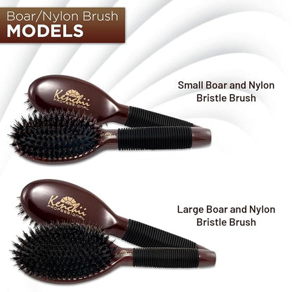 Kenchii Boar and Nylon Bristle Brush for Dog and Cat, Professional Grooming Brush with Maple Body, Lightweight, Non-Slip Rubber, Size Small
