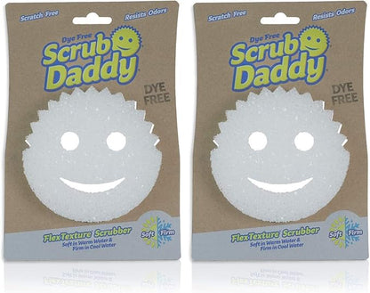 Scrub Daddy Sponge - Dye Free - Scratch-Free Scrubber for Dishes and Home, Odor Resistant, Soft in Warm Water, Firm in Cold, Deep Cleaning, Dishwasher Safe, Multi-use, 1ct (2 Pack)