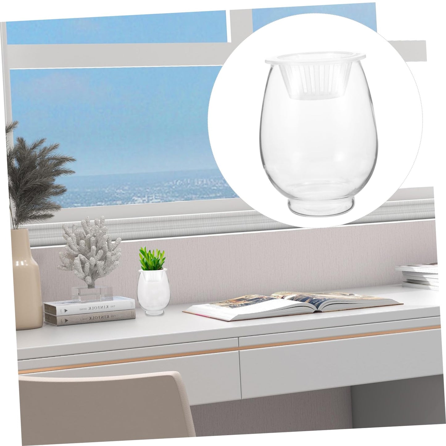 Happyyami Flower Glass Terrarium Simple Design Hydroponic Vase for Plants Desktop Planter for Decoration and Elegant Flower Holder