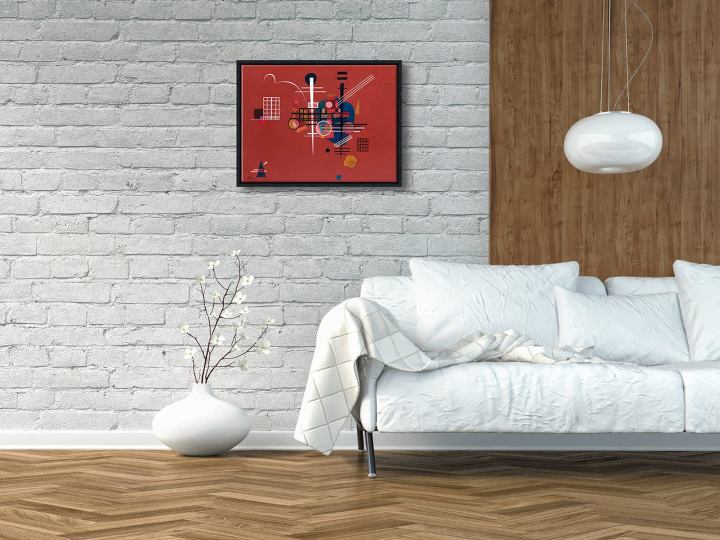 Wieco Art Framed Canvas Wall Art Composition VII, 1913 by Wassily Kandinsky Classic Abstract Famous Paintings Reproductions Canvas Wall Art for Home Decoration