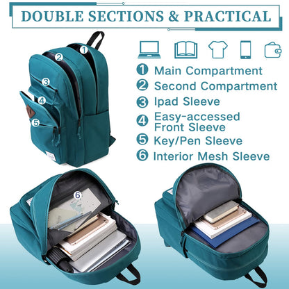 VASCHY School Backpack, Unisex Large Bookbag Schoolbag Casual Daypack for High School/College/Teens/Travel/Work for Men Women
