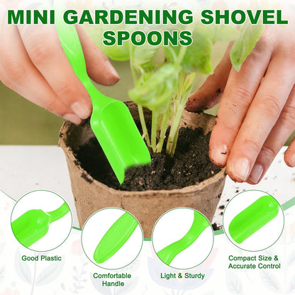 M METERXITY 10-Pack Mini Gardening Shovel Spoons, Plastic Garden Soil Scoops for Cultivation Digging Transplanting/Flower Planting/Plant Succulent, Colorful Small Gardening Tools [Green]