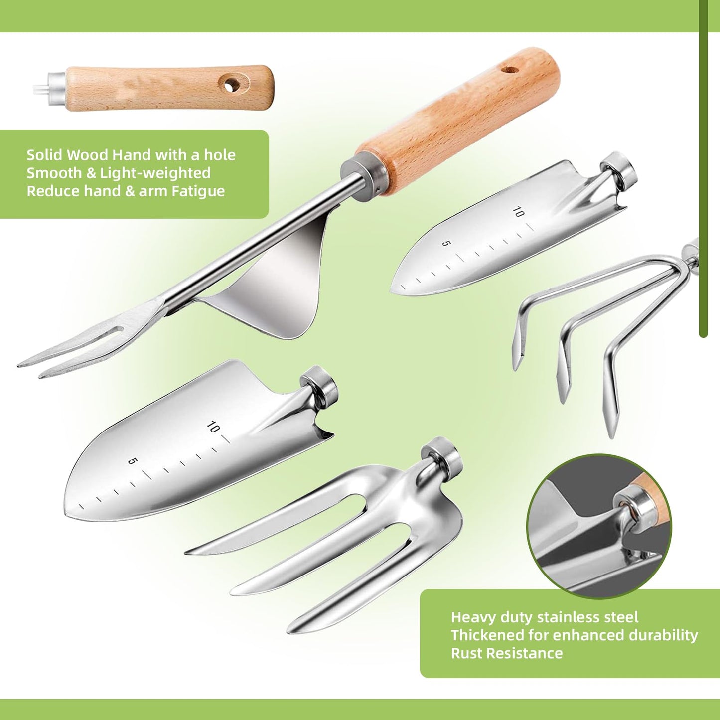 Gardening Tools 12-Piece, Durable Heavy Duty Garden Tool Set Stainless Steel, Garden Hand Tools with Tote Bag, Non Slip Handles, Gardening Ideal Gifts for Women and Men