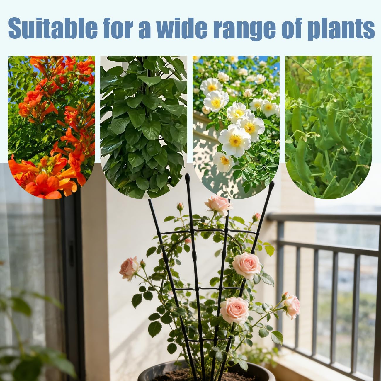 Garden Trellis for Climbing Plants, 47Inch Plant Trellis for Potted Plants, Sturdy House Plant Support for Ivy, Hoya, Flower Trellis for Climbing Roses -1 Pack