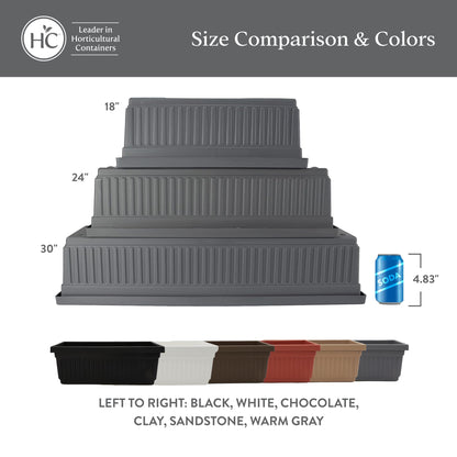 The HC Companies Venetian Window Planter Box w/Drain Plug - Long Planter Box for Windowsills, Balconies & More - Plastic Large Rectangular Planters for Herbs & Flowers (24" Sandstone, Pack of 1)