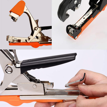 Yolando Plant Tying Machine Tape Tool for Tomatoes Peppers Grapes Cucumbers and Vining Vegetables Quickly and Easily Tie, Great for Gardeners Farmers, with Tapes, Spare Parts, Staples - Orange