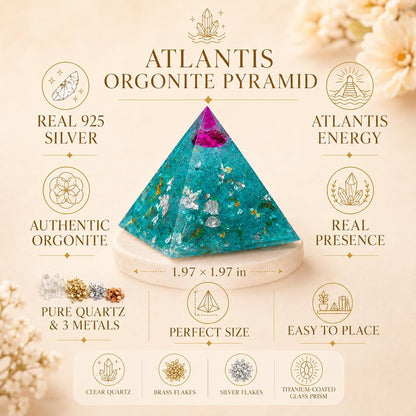 ORGONIC-Art Orgonite Pyramid – Inspired by Wilhelm Reich with Rock Crystal & Brass Leaf, a Symbolic Design Object for consciously Shaped Spaces in Today’s Modern Environment of WLAN, 5G & More