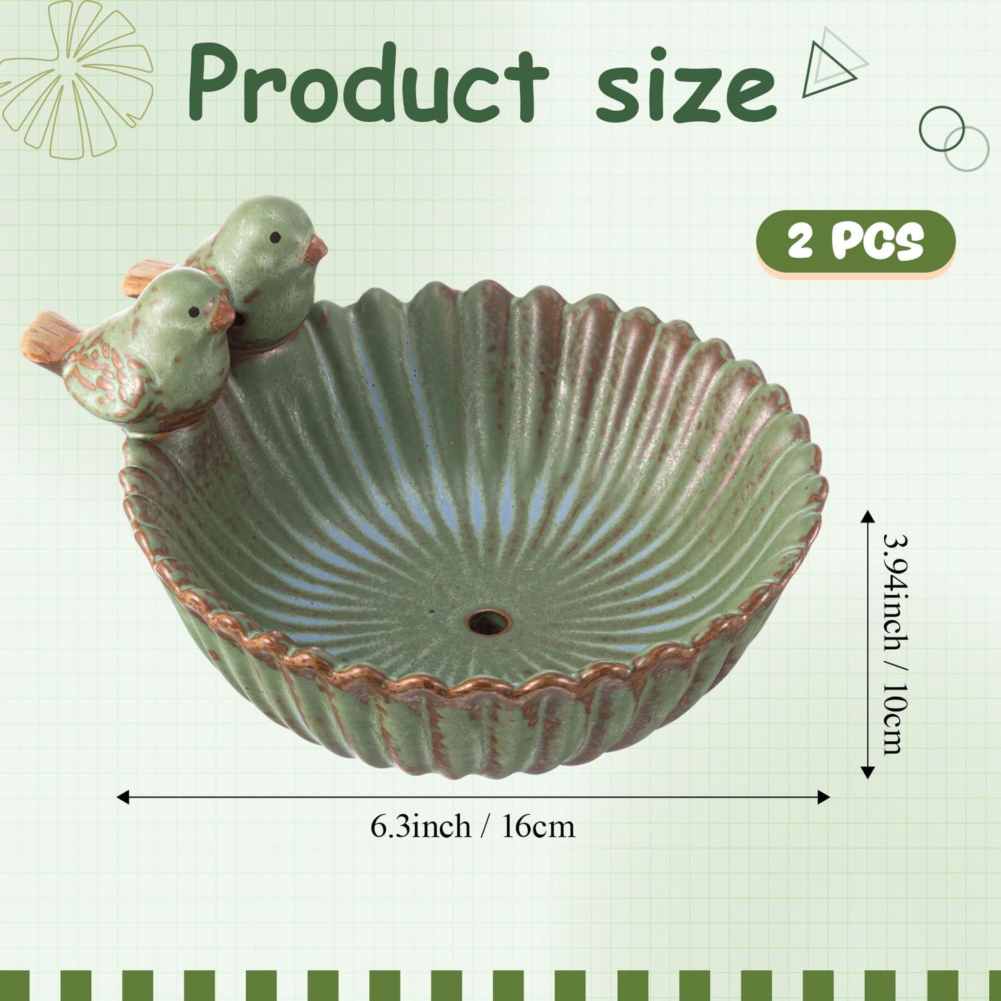 Yiyiring 2 Pack 6.3 Inch Birds Special Design Fun Garden Flower Ceramic Planter Birds Feeder Succulent Pot Flowerpot or Feeder Bird Food Holder for Garden Outside Decor for Outdoor Gifts