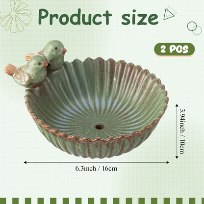Yiyiring 2 Pack 6.3 Inch Birds Special Design Fun Garden Flower Ceramic Planter Birds Feeder Succulent Pot Flowerpot or Feeder Bird Food Holder for Garden Outside Decor for Outdoor Gifts