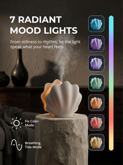 Essential Oil Diffuser 260ML, Shell Aroma Diffuser with Remote Control, 7 Colors LED Night Light for Bedroom Home Relaxation, Valentines Day Gifts
