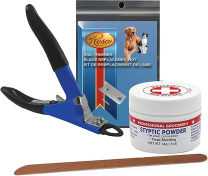 Resco Original Deluxe Dog Nail Clippers - Professional USA-Made Guillotine Trimmer - Heavy Duty Steel - Small/Medium Kit