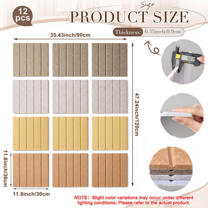 Chicplaid Large Felt Bulletin Board 48" x 36", Cork Board Alternative for Walls, 12 Pack Felt Wall Tiles with Self- Adhesive, Decorative Cork Boards Pin Bulletin Boards for Home Farmhouse Room Decor