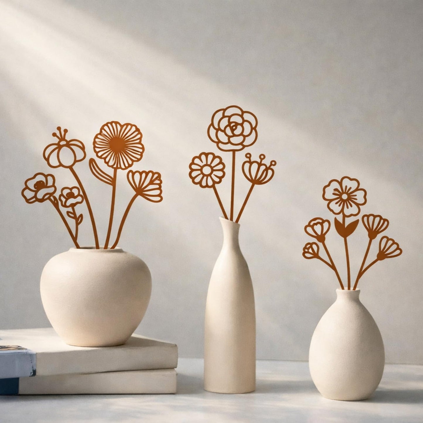 LEIFIDE 12 Pcs Rusty Metal Flowers Stakes Rustic Metal Floral Yard Art Lawn Art Decor Garden Stakes for Home Patio Farm Wedding Courtyard Decoration 12 Inches Tall